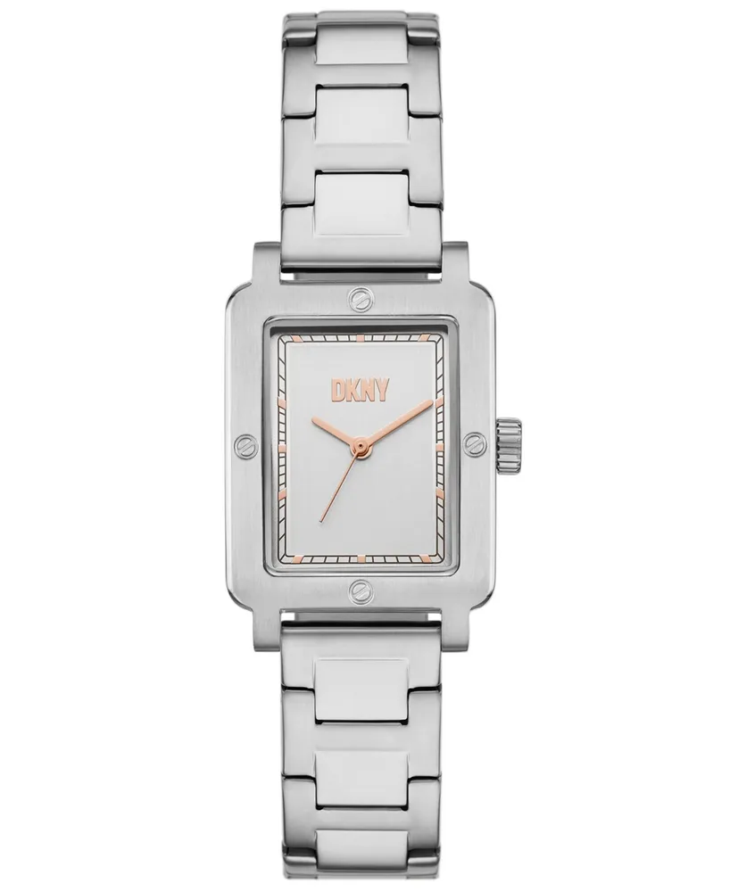 Dkny Women's City Rivet Three Hand Silver-Tone Stainless Steel Watch 24mm