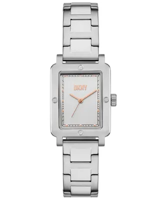 Dkny Women's City Rivet Three Hand Silver-Tone Stainless Steel Watch 24mm