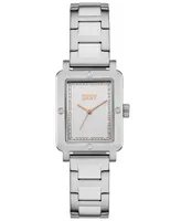 Dkny Women's City Rivet Three Hand Silver-Tone Stainless Steel Watch 24mm