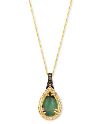 Le Vian Peacock Aquaprase (2-1/3 ct. t.w.) & Diamond (1/4 ct. t.w.) Pear Adjustable 20" Pendant Necklace in 14k Gold