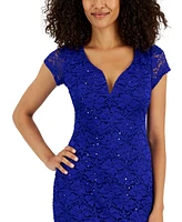Connected Women's Lace Short-Sleeve V-Neck Dress