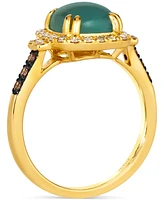 Le Vian Peacock Aquaprase (1-7/8 ct. t.w.) & Diamond (1/3 ct. t.w.) Cushion Halo Ring in 14k Gold