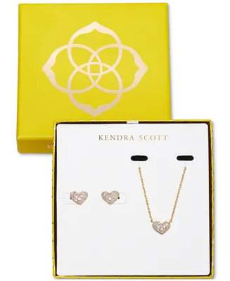 Kendra Scott Gold-Tone 2-Pc. Set Crystal Pave Pendant Necklace & Matching Stud Earrings