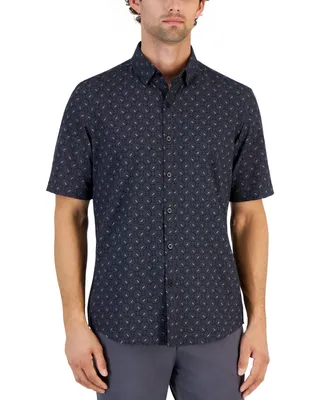 Alfani Men's Alfatech Geometric Dot Stretch Button-Up Short-Sleeve Shirt, Created for Macy's