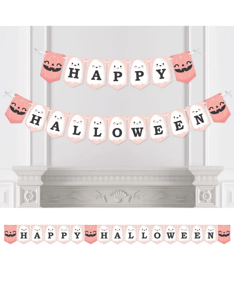 Pastel Halloween - Pink Pumpkin Party Bunting Banner