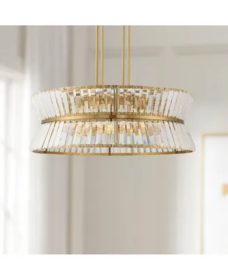 Vienna Full Spectrum Melwick Soft Gold Chandelier Lighting 28" Wide Modern Crystal Hourglass Shade 12