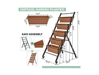 5-Tier Vertical Raised Garden Bed with Wheels and Container Boxes