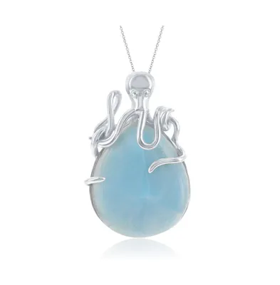 Sterling Silver Pear-Shaped Larimar Octopus Necklace