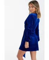 Quiz Women's Velvet Wrap Sash Bodycon Dress