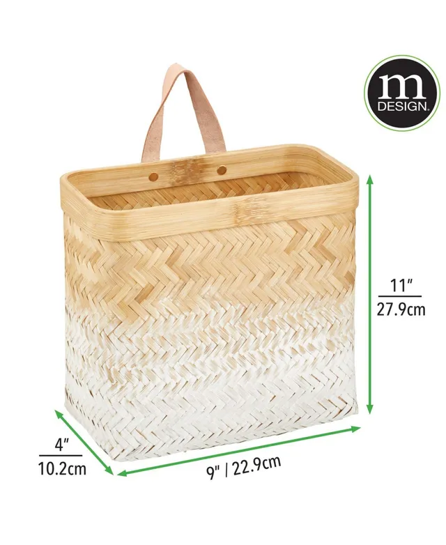 mDesign Woven Banana Bark Hanging Wall Storage Basket - Set of 2