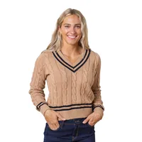 Hope & Henry Women's Long Sleeve V-Neck Cricket Sweater