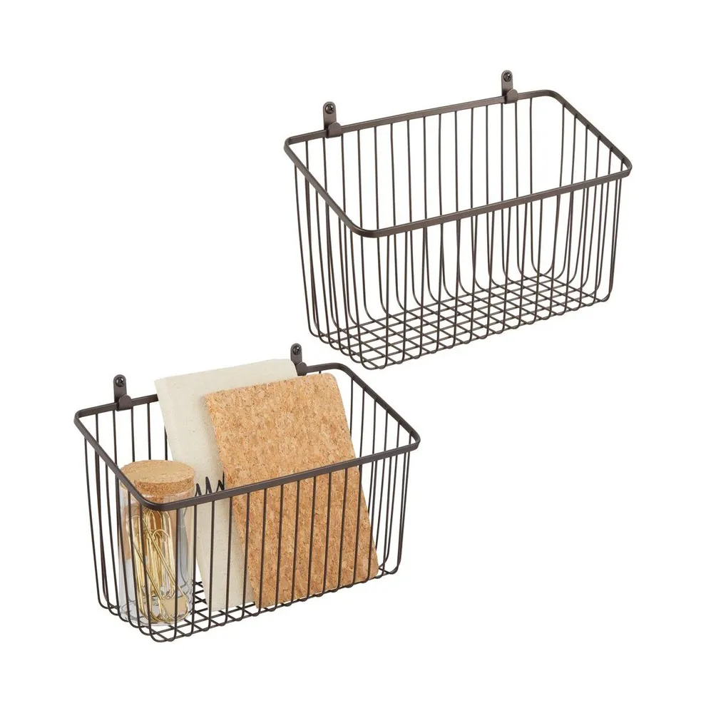 mDesign Small Plastic Kitchen Storage Container Bin with Handles, 2 Pack,  Clear