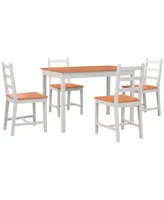 5pc Dining Table Chairs Set Solid Wood Kitchen Breakfast Dinette Furniture