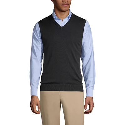 Lands' End School Uniform Men's Cotton Modal Fine Gauge Sweater Vest