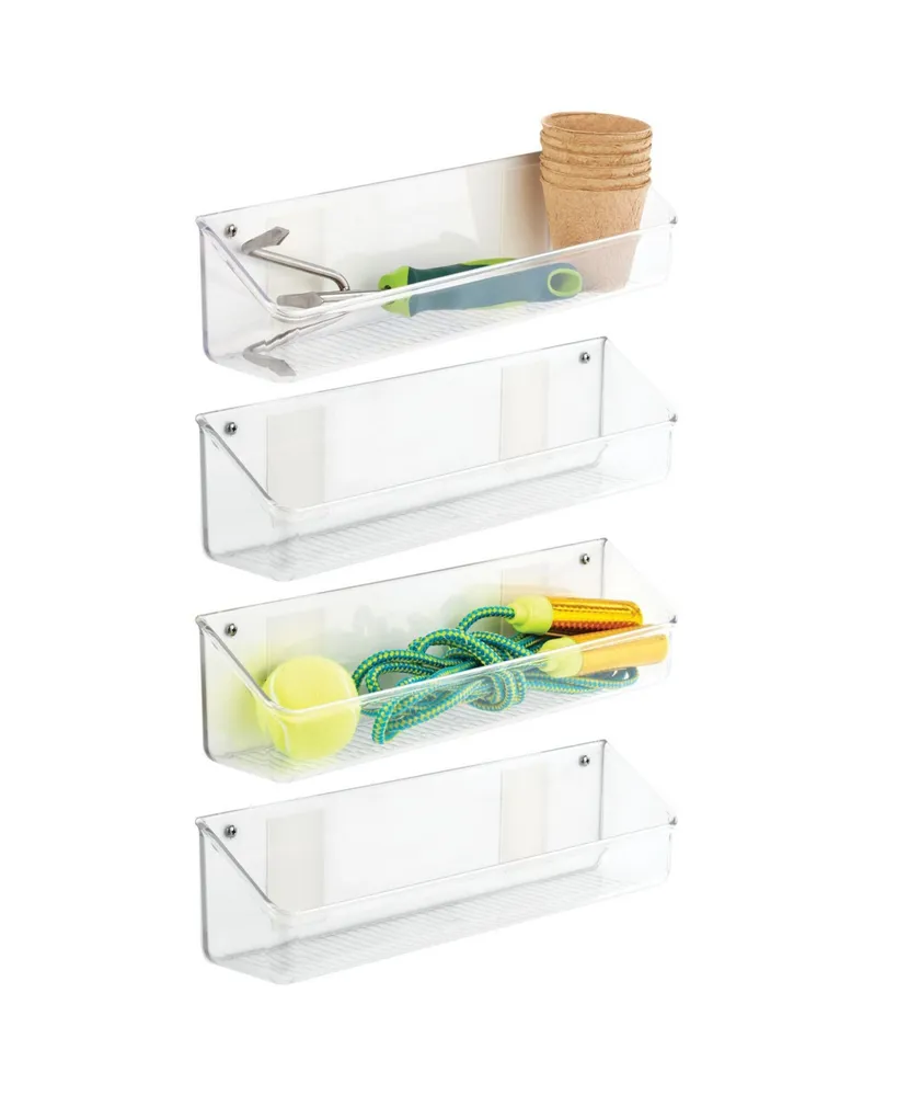 MDesign Plastic Stackable Bathroom Storage Organizer with Drawer, 4 Pack,  Clear