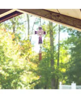 30" Long Purple Cross Wind Chime with Copper Gem