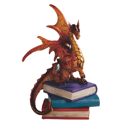 Fc Design 6"H Red/Orange Volcano Dragon Standing on Pile of Books Statue Fantasy Decoration Figurine Home Decor Perfect Gift for House Warming, Holida