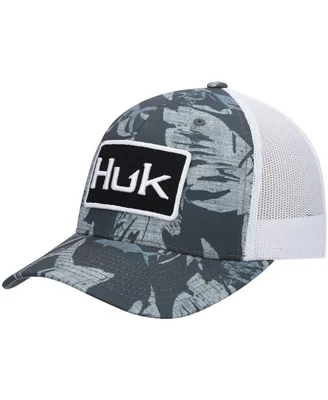 Men's Huk Graphite Ocean Palm Trucker Snapback Hat
