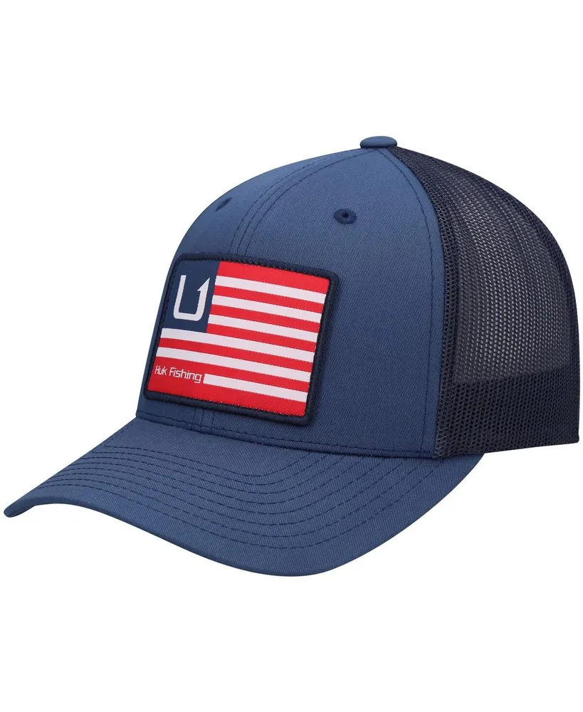 Men's Huk Blue Huks and Bars American Trucker Snapback Hat