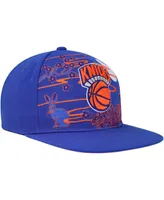 Men's Mitchell & Ness Blue New York Knicks Hardwood Classics Asian Heritage Scenic Snapback Hat