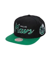 Men's Mitchell & Ness Black Dallas Mavericks Hardwood Classics Mvp Team Script 2.0 Snapback Hat