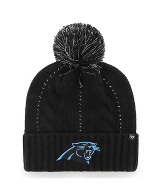 Women's '47 Brand Black Carolina Panthers Bauble Cuffed Knit Hat with Pom