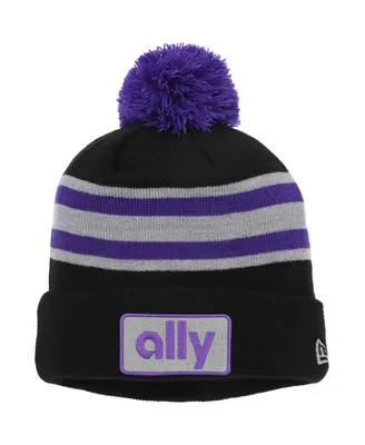 Men's New Era Purple, Black Alex Bowman Cuffed Knit Hat with Pom