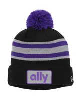 Men's New Era Purple, Black Alex Bowman Cuffed Knit Hat with Pom