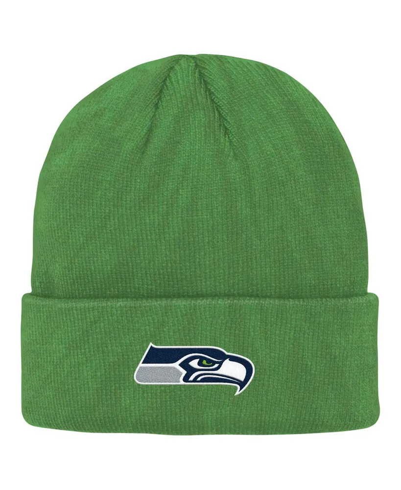 Big Boys and Girls Neon Green Seattle Seahawks Tie-Dye Cuffed Knit Hat