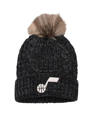 Women's '47 Brand Black Utah Jazz Meeko Cuffed Knit Hat with Pom