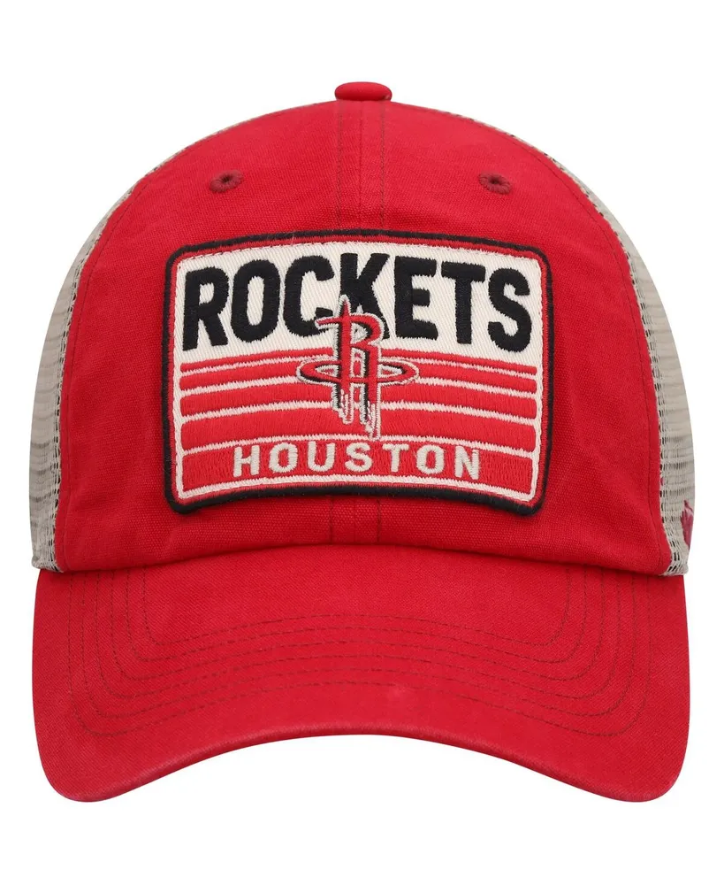 Men's '47 Brand Red, Natural Houston Rockets Four Stroke Clean Up Snapback Hat