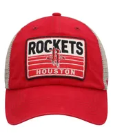 Men's '47 Brand Red, Natural Houston Rockets Four Stroke Clean Up Snapback Hat