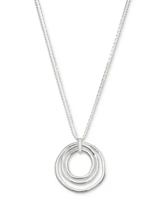 Style & Co Silver-Tone Circle Pendant Necklace, 36"+ 3" extender, Created for Macy's