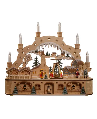 Kurt Adler 14.17" Wooden Light-Up Musical Santa Christmas Village