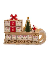 Kurt Adler 8.30" Battery Operated 6-Light Led Santa Sleigh with Advent Calendar