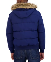 Nautica Men's Zip-Front Bomber Jacket with Faux Fur Hood