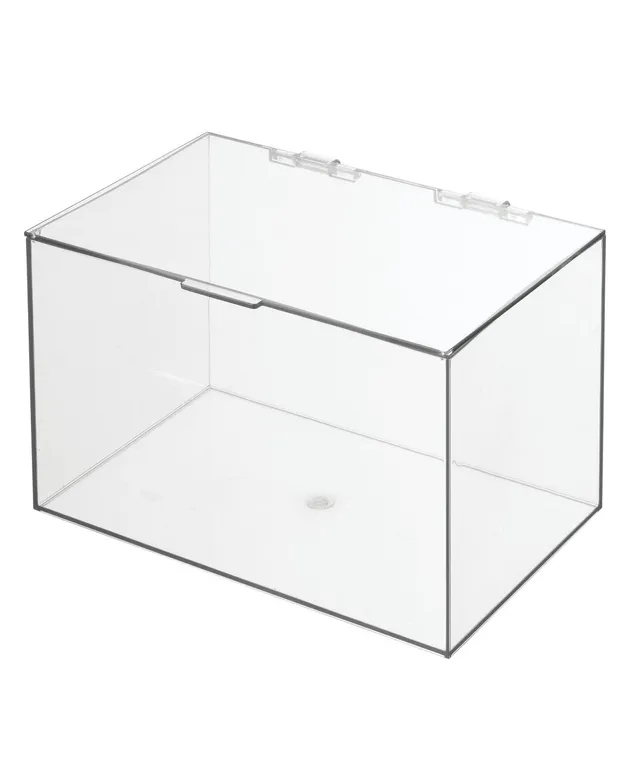 mDesign Plastic Bathroom Vanity Storage Organizer Box, Hinged Lid, 4 Pack, Clear