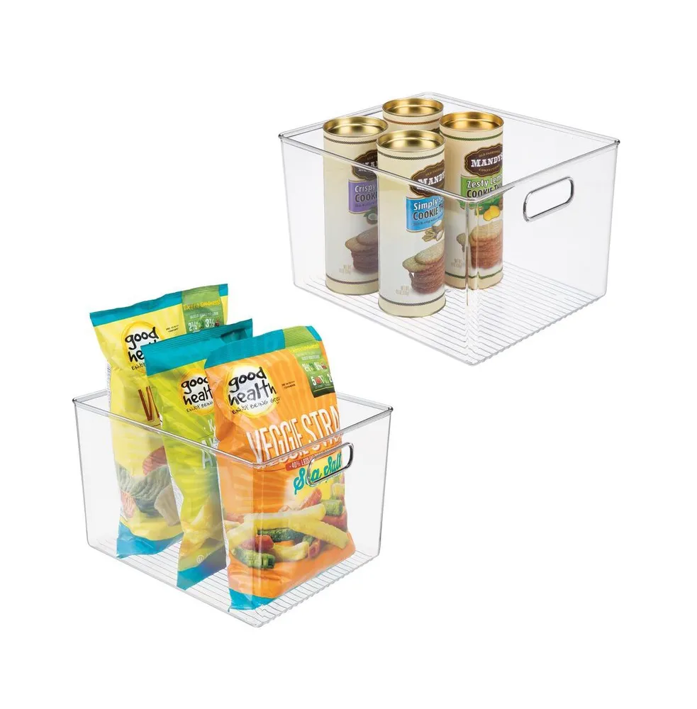 MDesign Plastic Kitchen Pantry Storage Organizer Container Bin - 2 Pack -  Clear