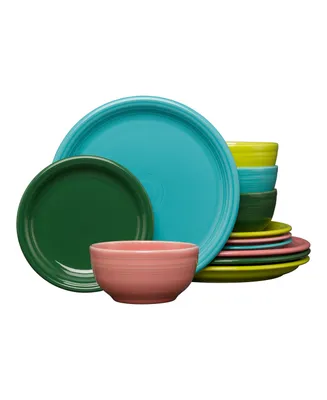 Fiesta Tropical Mixed Colors 12-Pc Bistro Dinnerware Set, Service for 4