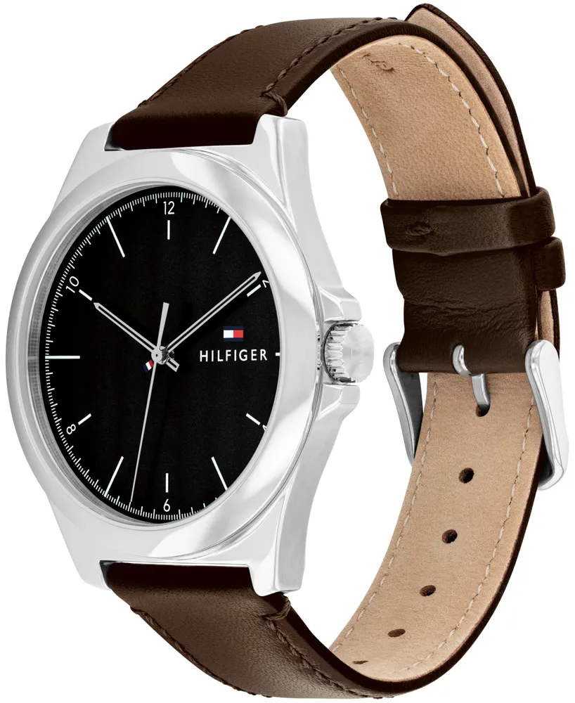 Tommy Hilfiger Men's Quartz Brown Leather Watch 43mm