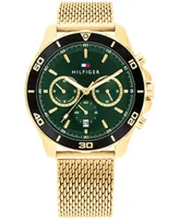 Tommy Hilfiger Men's Multifunction Gold-Tone Stainless Steel Mesh Watch 43mm