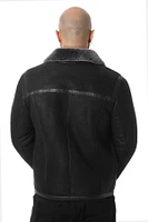 Furniq Uk Men's Leather Banded Sheepskin Casual Jacket