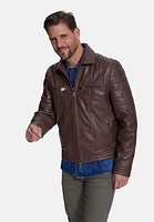 Furniq Uk Men's Fashion Leather Jacket, Nappa Chocolate Brown