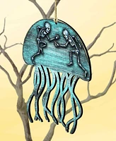 Designocracy Holiday Wooden Ornaments Halloween Skeletons Jellyfish Home Decor Set of 2 G. DeBrekht