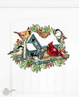 Designocracy Winter Cardinals Christmas Wooden Door Hanger Wall Decor S. Winget