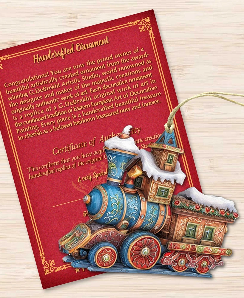 Designocracy Christmas Train Christmas Wooden Ornaments Holiday Decor Set of 3 G. DeBrekht
