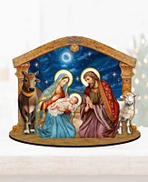 Designocracy Holy Family Nativity Scene Christmas Village 12" Mantel Decor G. DeBrekht