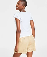 On 34th Women's Flutter-Sleeve Ribbed Top, Created for Macy's