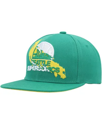 Men's Mitchell & Ness Green Seattle SuperSonics Hardwood Classics Paint By Numbers Snapback Hat