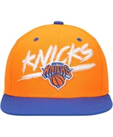 Men's Mitchell & Ness Orange, Blue New York Knicks Hardwood Classics Soul Transcript Snapback Hat